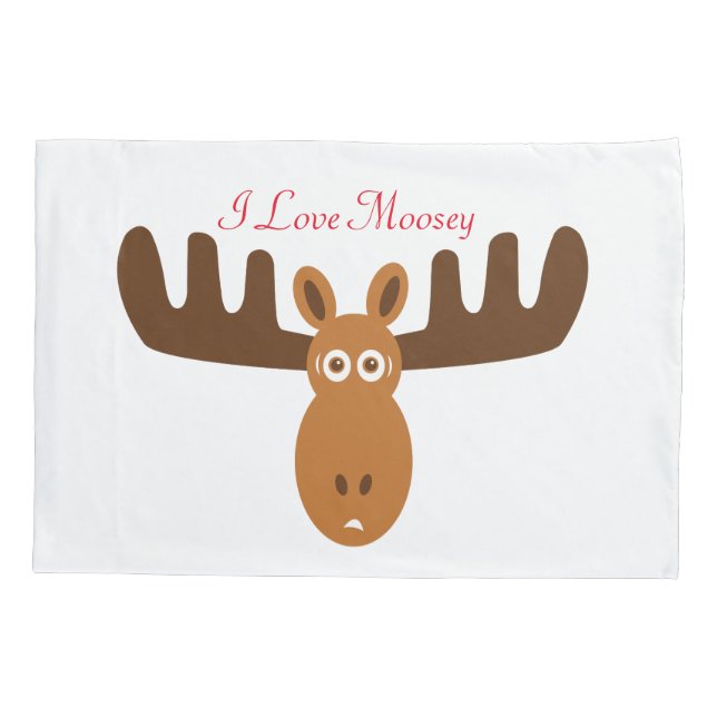 Housse D'oreillers Amour Moosey_whimsical de Head_I d'orignaux et (Dos)
