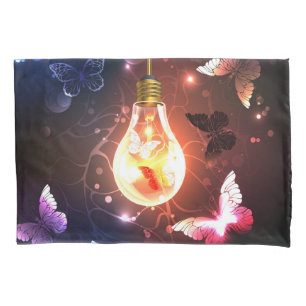 Housse D'oreillers Ampoule lumineuse avec papillons nocturnes