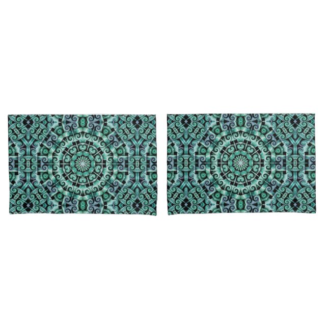 Housse D'oreillers amusant avec Turquoise et noir (devant-Set)