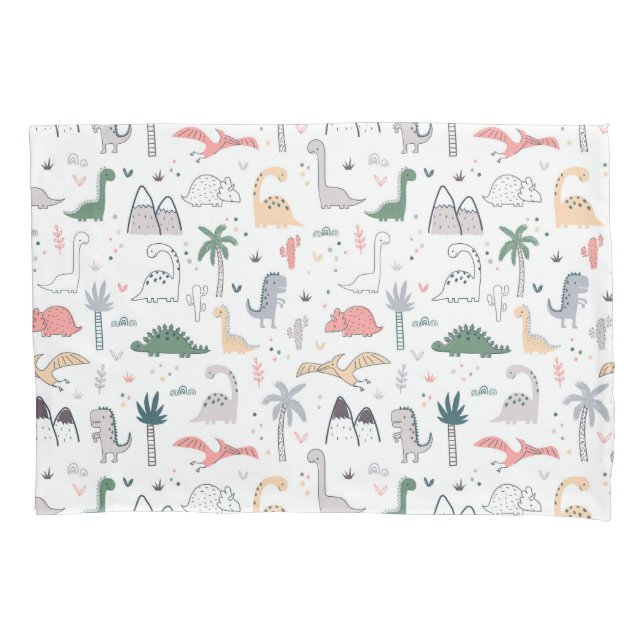 Housse D'oreillers Amusant Pastel Dinosaur Motif de scène (devant)