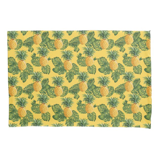 Housse D'oreillers Ananas et feuille tropical sur l'or (devant-gauche)