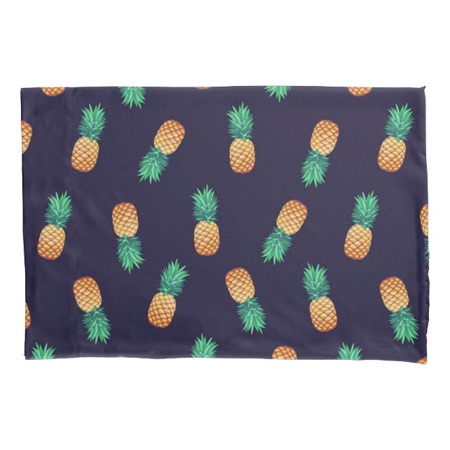 Housse D'oreillers Ananas sur la marine (devant-gauche)