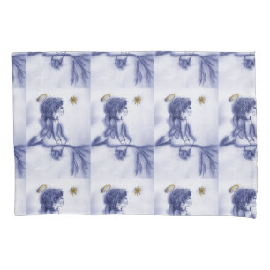 Housse D'oreillers ange teinté bleu désirant