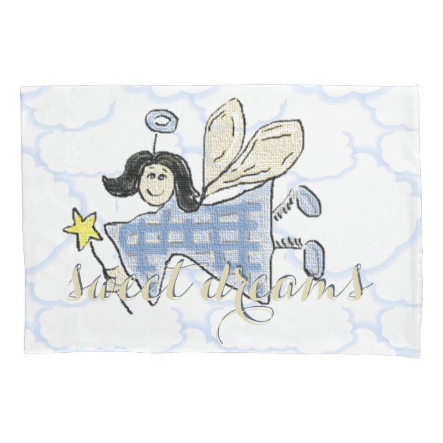 Housse D'oreillers Angel dans Blue Sweet Dreams (devant)