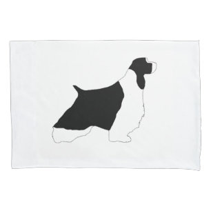 Housse D'oreillers Anglais Springer Spaniel noir blanc silo