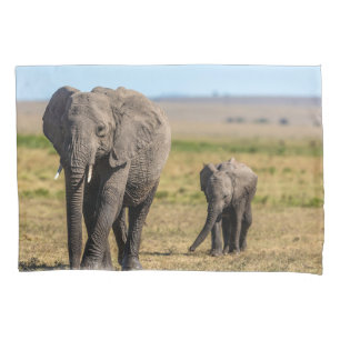 Housse D'oreillers Animaux de bébés cutest   Eléphant mère & bébé