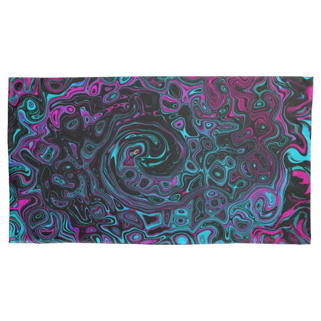 Housse D'oreillers Aqua Magenta et Abstrait noir (devant-gauche)