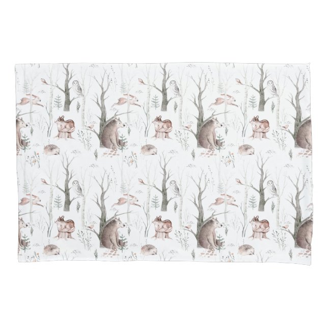 Housse D'oreillers Aquarelle Animaux forestiers (devant)