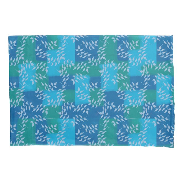 Housse D'oreillers Aquarelle bleu vert ivoire (devant-gauche)