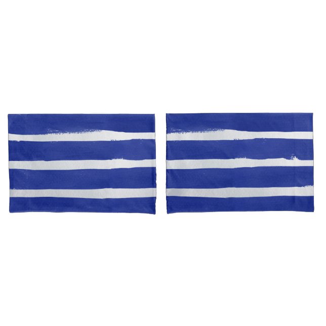 Housse D'oreillers Aquarelle Bleue Nautique (devant-Set)