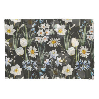Housse D'oreillers Aquarelle botanique, motif à ressort fleuri.