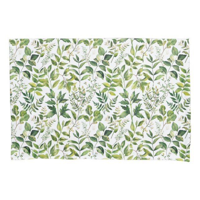 Housse D'oreillers Aquarelle Botanique Vert feuilles (devant)