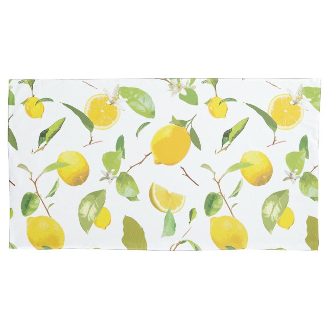 Housse D'oreillers Aquarelle Citron & Feuilles 2 (devant-gauche)