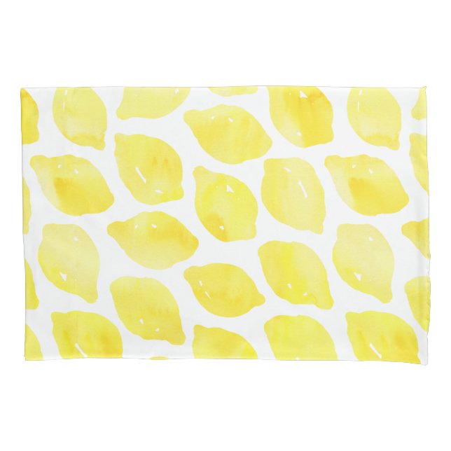 Housse D'oreillers Aquarelle Citron jaune blanc Motif d'été (devant)