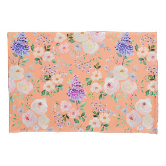 Housse D'oreillers Aquarelle couleur Cantaloupe Floral