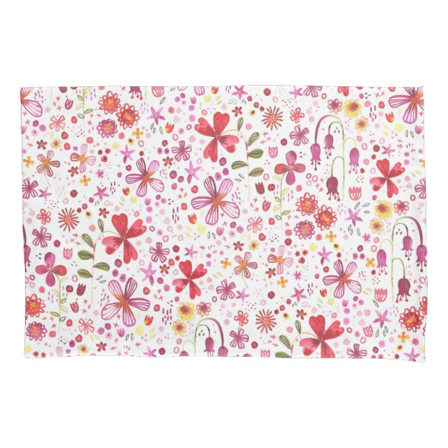 Housse D'oreillers Aquarelle de fleurs sauvages (devant)