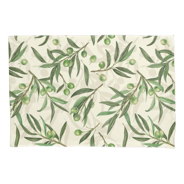 Housse D'oreillers Aquarelle des branches d'olive (devant)