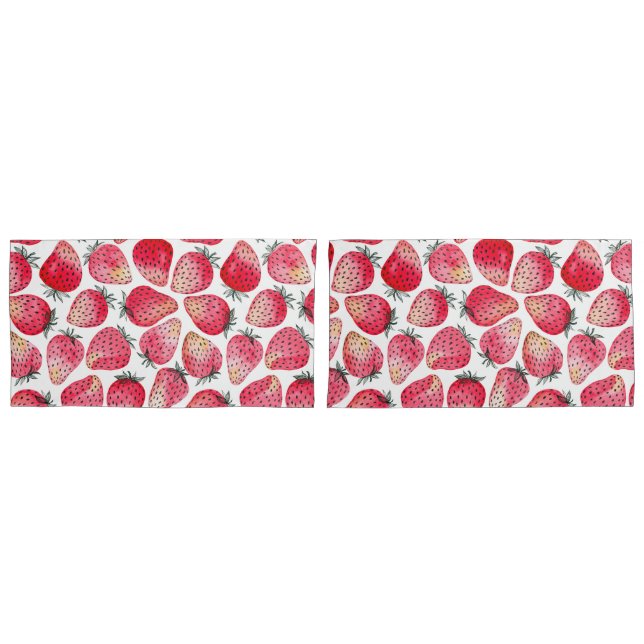 Housse D'oreillers Aquarelle et encre de fraises (devant-Set)