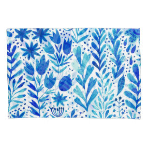 Housse D'oreillers Aquarelle florale Plantes texture transparente