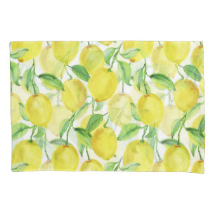 Housse D'oreillers Aquarelle juteuse : peinture citron vibrante