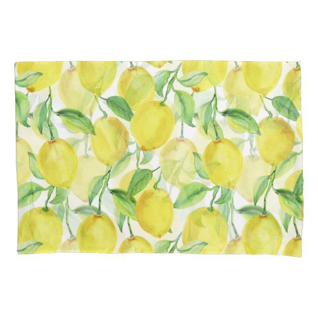 Housse D'oreillers Aquarelle juteuse : peinture citron vibrante (devant)