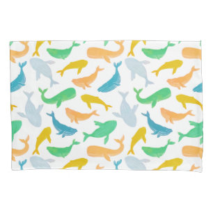 Housse D'oreillers Aquarelle marine de la Baleine du Pacifique