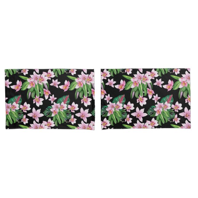 Housse D'oreillers Aquarelle Orchidées Design 27 (devant-Set)
