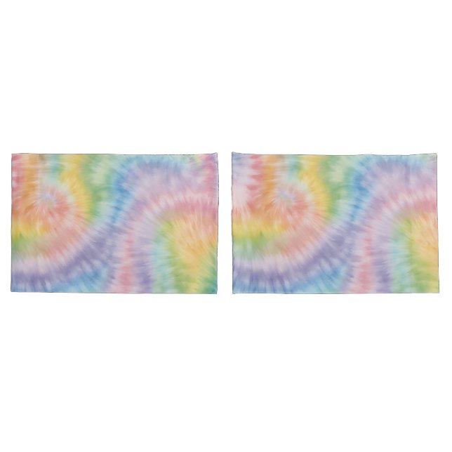 Housse D'oreillers Aquarelle Pastel Rainbow Tie Dye Coussin Coque (Dos-Set)
