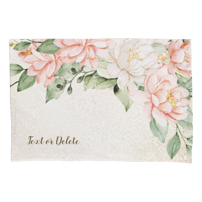 Housse D'oreillers Aquarelle Pêche Fleurs blanches Élégant (devant)