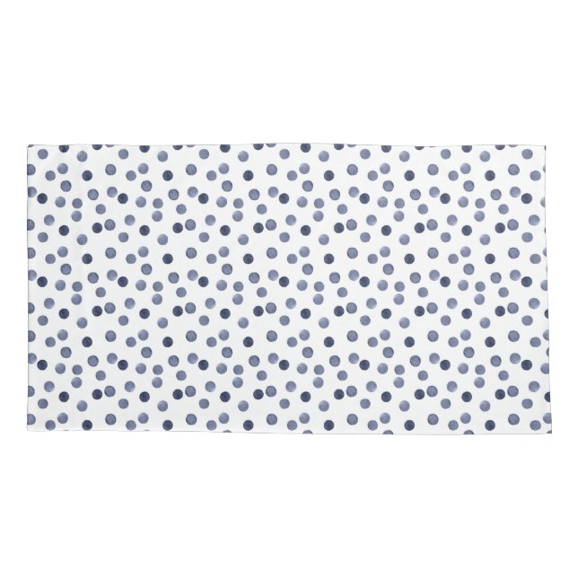 Housse D'oreillers Aquarelle Point de polka bleu (Dos)