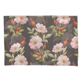 Housse D'oreillers Aquarelle Rose de chien : motif floral foncé