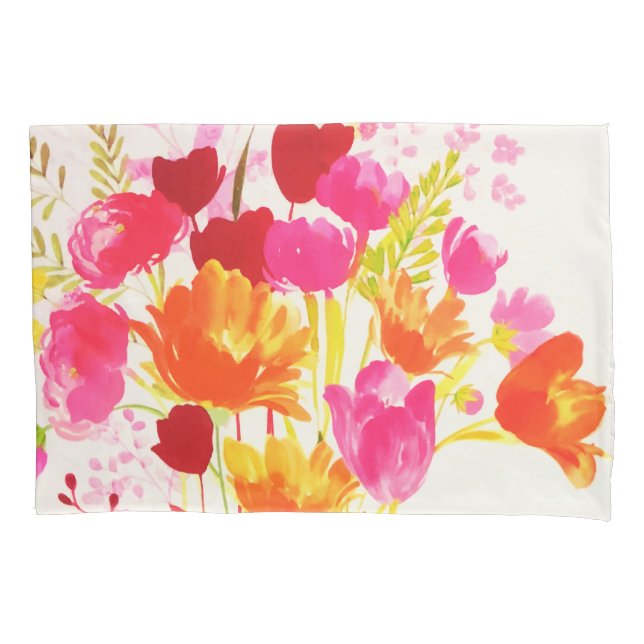 Housse D'oreillers Aquarelle rose de prés fleuris (devant)
