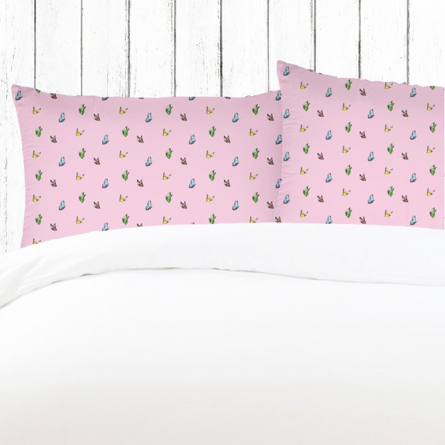 Housse D'oreillers Aquarelle rose papillon Motif esthétique (Créateur téléchargé)