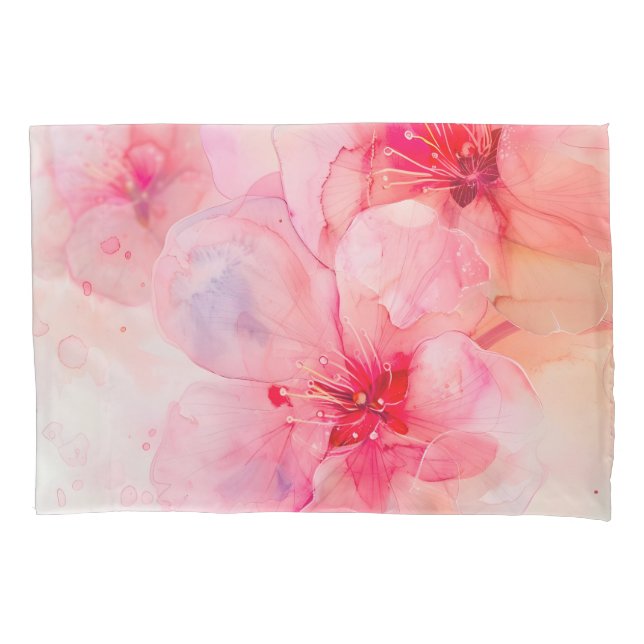 Housse D'oreillers Aquarelle rose Pétale Élégance (devant)
