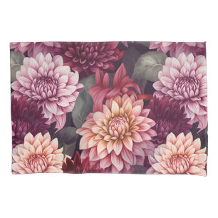 Housse D'oreillers Aquarelle Rouge rose Dahlia Motif Design