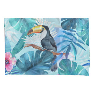 Housse D'oreillers Aquarelle Toucans : Tropical Seamless