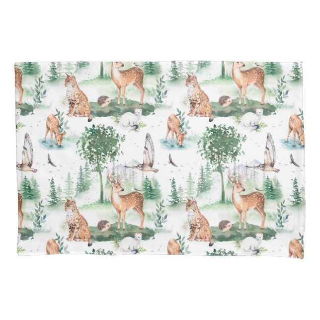 Housse D'oreillers Aquarelle Woodland Baby Motif animal (devant)