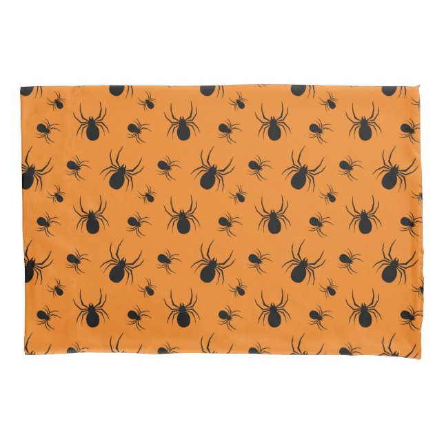 Housse D'oreillers Araignées Halloween motif noir et orange (devant)