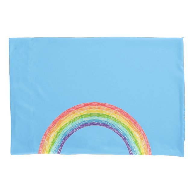 Housse D'oreillers Arc en ciel et ciel bleu (devant)