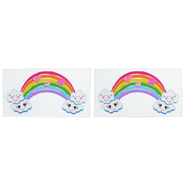 Housse D'oreillers Arc-en-ciel Nuages Pillowcases (devant-Set)