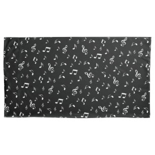 Housse D'oreillers argent noir, note, musical, mélodie, musique, son,