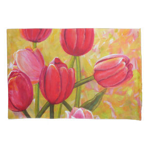 Housse D'oreillers Arrangement en tulipe rose et rouge