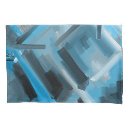 Housse D'oreillers Art Abstrait tons bleus contemporains