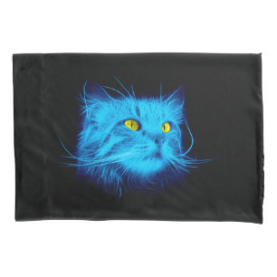 Housse D'oreillers Art de chat néon bleu Cool - Conception d'animal l