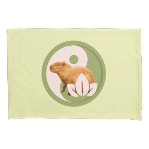 Housse D'oreillers Art de la nature paisible du capybara Zen Yin Yang