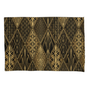 Housse D'oreillers Art Déco Black Gold Elegance