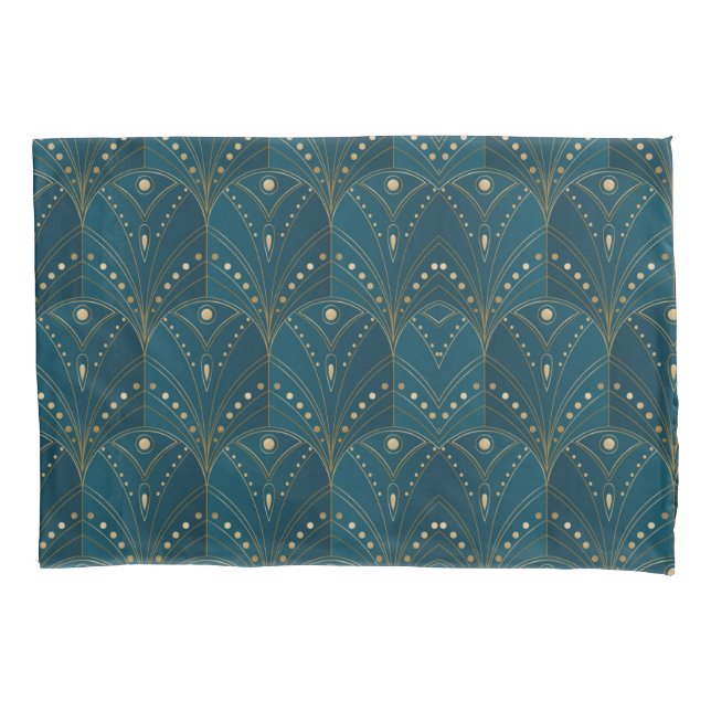 Housse D'oreillers Art Deco pattern with gold geometric shapes (devant-gauche)