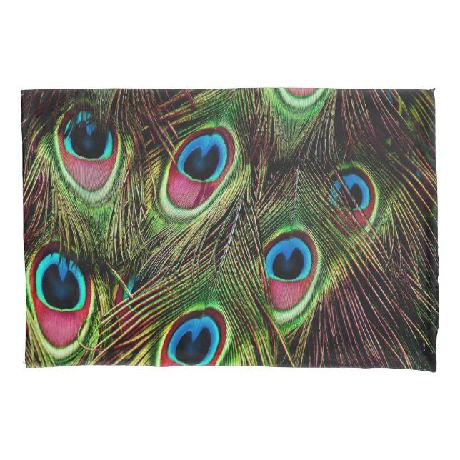 Housse D'oreillers art déco vert turquoise turquoise plumes paon (devant-gauche)
