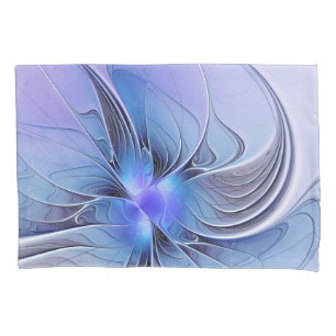 Housse D'oreillers Art fractal moderne abstrait bleu lavande
