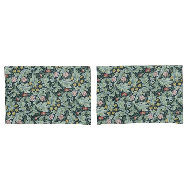 Housse D'oreillers Art nouveau William Morris Leicester Flowers Folia (devant-Set)